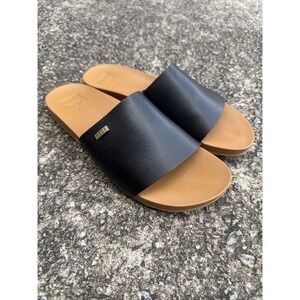 REEF Cushion Scout Black/Natural Slides Women's Size 10 Sandals